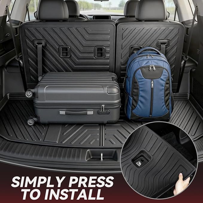 YITAMOTOR Floor Mats for Kia Telluride 2025-2020 7/8 Seater, All Weather TPE Rubber Mat, Custom Fit Kia Telluride Accessories Floor Liners Full Set, 1st & 2nd & 3rd Row & Backrest Mat & Cargo Liner