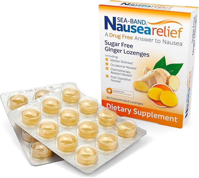 Sea-Band Ginger Lozenges, Drug and Sugar Free, for Motion Sickness and Nausea Relief*, (Pack of 2)