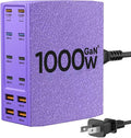 USB Charging Station (1000W),12-Port USB C Charger Block with Dual 100W PD USB-C Fast Charging Station Hub for MacBook Pro/Air/All iPad Phone 17/16 15/14/13/Pro Max/Samsung Galaxy Note(Purple)