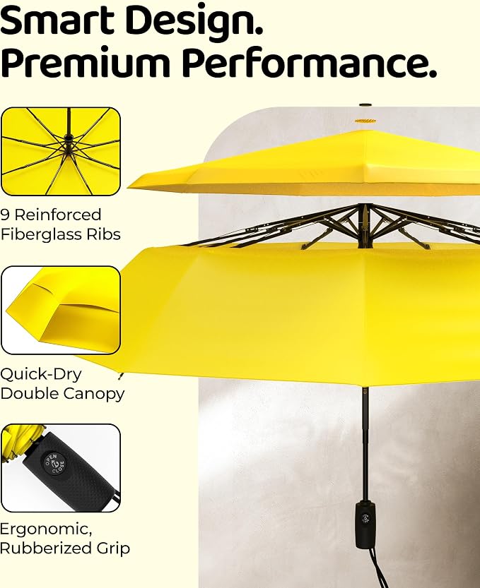 Repel Windproof Travel Umbrella - Compact & Withstands Winds up to 100MPH , Strongest Premium Auto Folding Umbrella for Rain and Sun - Durable, Light & Portable for Women & Men , Fits Backpack & Cars