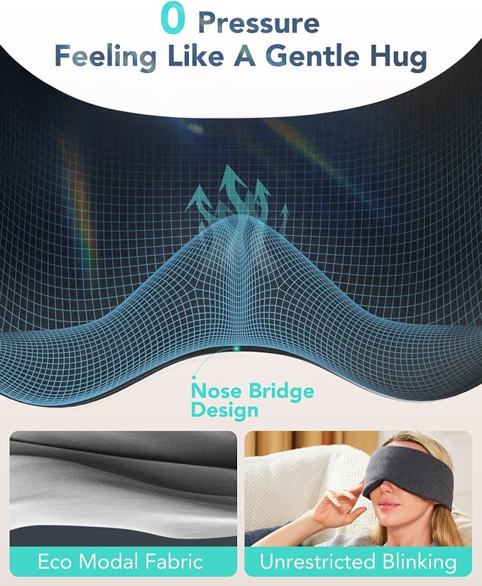 Sleep Mask,Eye Mask Wrap-Around Design, Light Shading, Breathable Fabric, Adjustable, Lightweight, Sturdy Stitching…
