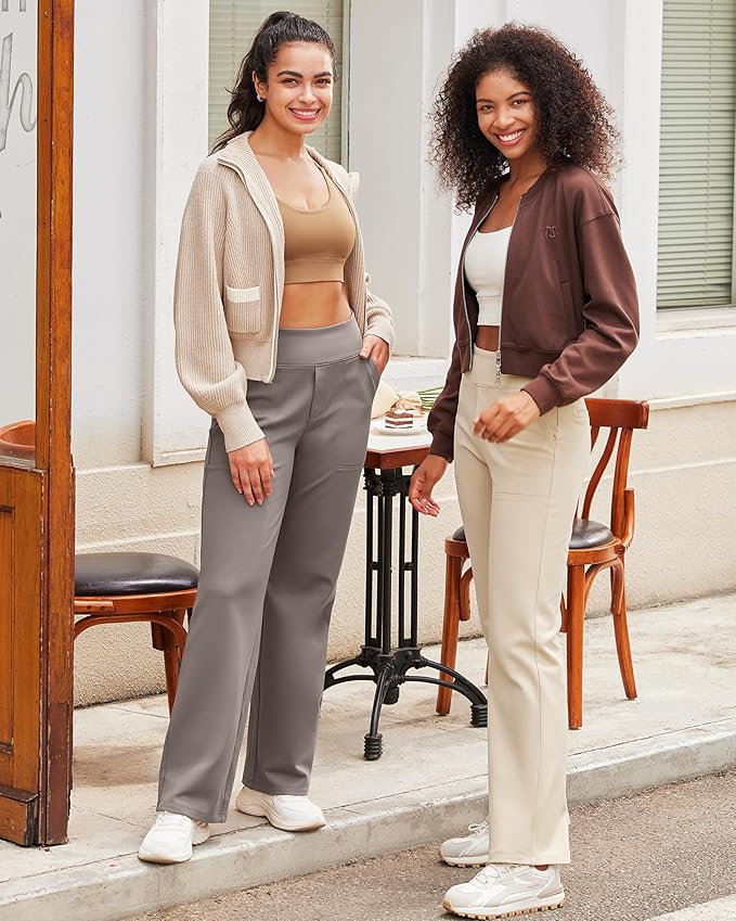 G4Free EverGoing Yoga Pants Women Wide Leg Pants with Pockets High Waist Stretch Dress Casual Sweatpants Petite/Regular/Tall