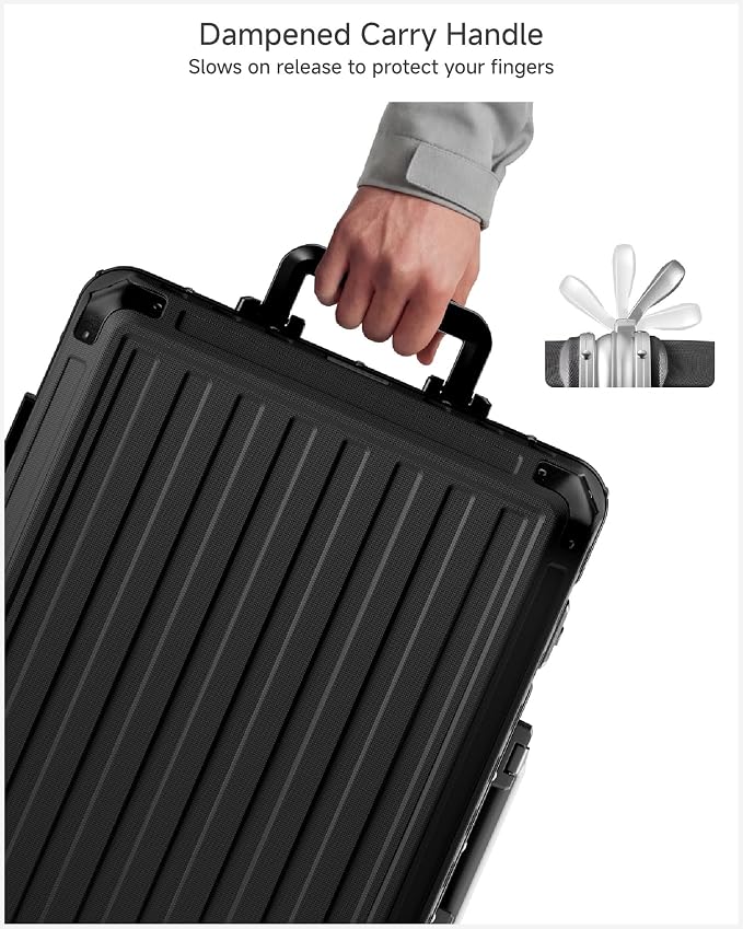 LUGGEX Luggage Sets with Spinner Wheels, 8010S Aluminum Frame Zipperless Polycarbonate Hard Shell Suitcase Sets (ZX-Core, Black, 2 Piece (21/30))