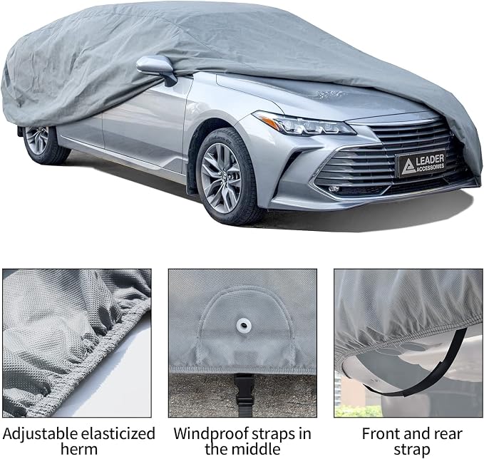 Leader Accessories Car Covers for Automobiles All-Weather Limited Waterproof, Breathable Full-Exterior Covers for Indoor and Outdoor Use, Fits Sedans 206"-228"