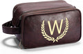OXYEFEI Personalized Gifts for Men, Personalized Large Toiletry Bag for Men,Custom PU Leather Waterproof Mens Toiletry Travel with Initial Essential Dopp Kit Shaving Bag (W, Tea Brown)
