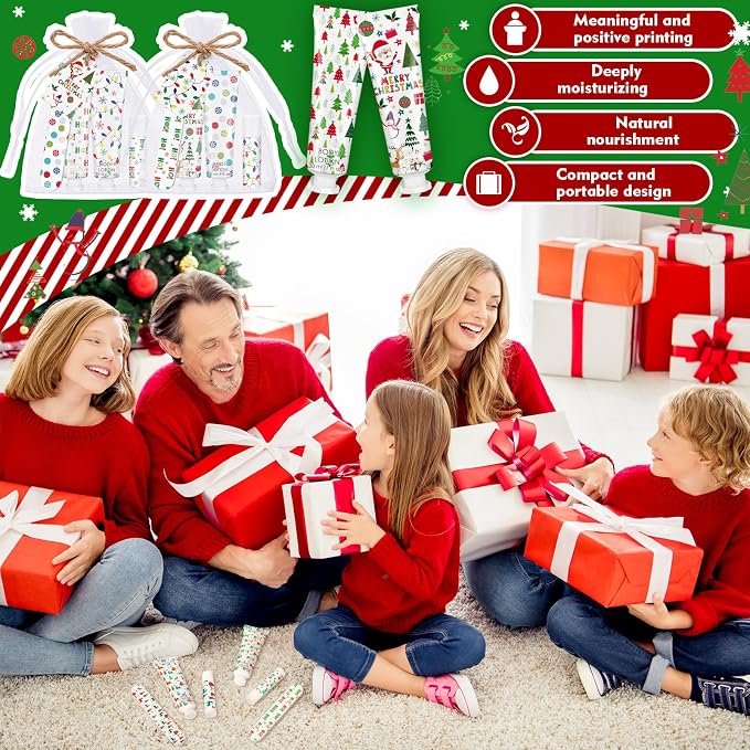 6 Sets/36 Pcs Christmas Party Favors Christmas Hand Cream Body Lotion Lip Balm Nail File Gifts Set Xmas Stocking Stuffers Travel Size Lotion Bulk Holiday Party Supplies for Coworkers Women Adults