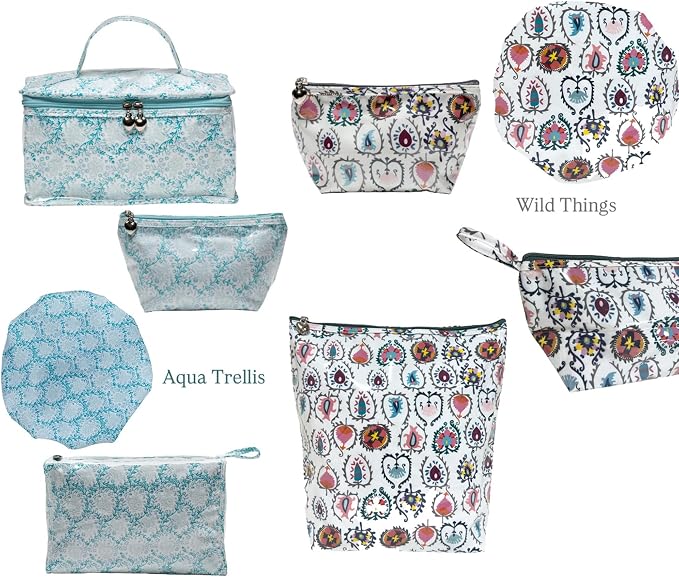 Jacaranda Living Extra Small Cosmetic Bag - Water-Resistant, PVC-Lined - Pineapple Garden