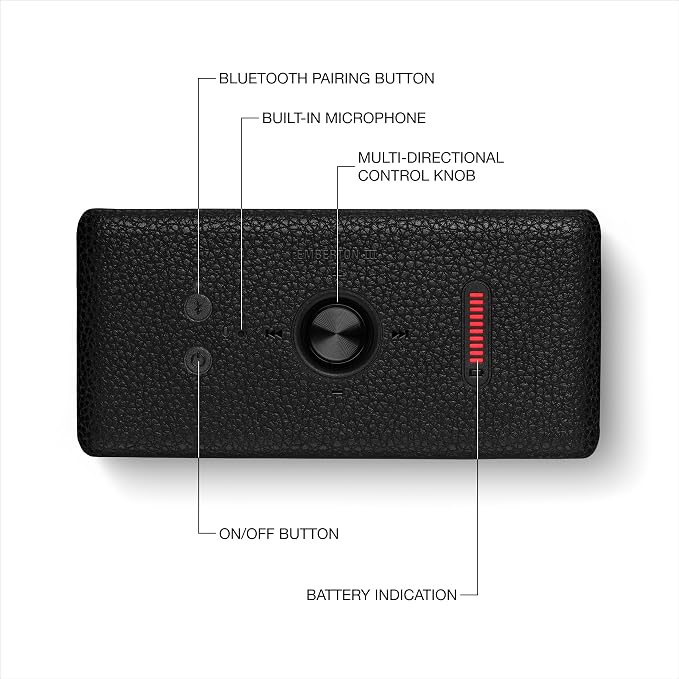 Marshall Emberton III Portable Bluetooth Speaker - Rugged Waterproof/Dust-Proof Design | Loud Stereo Sound, Deep Bass | Compact and Wireless for Travel and Outdoors - Black and Silver