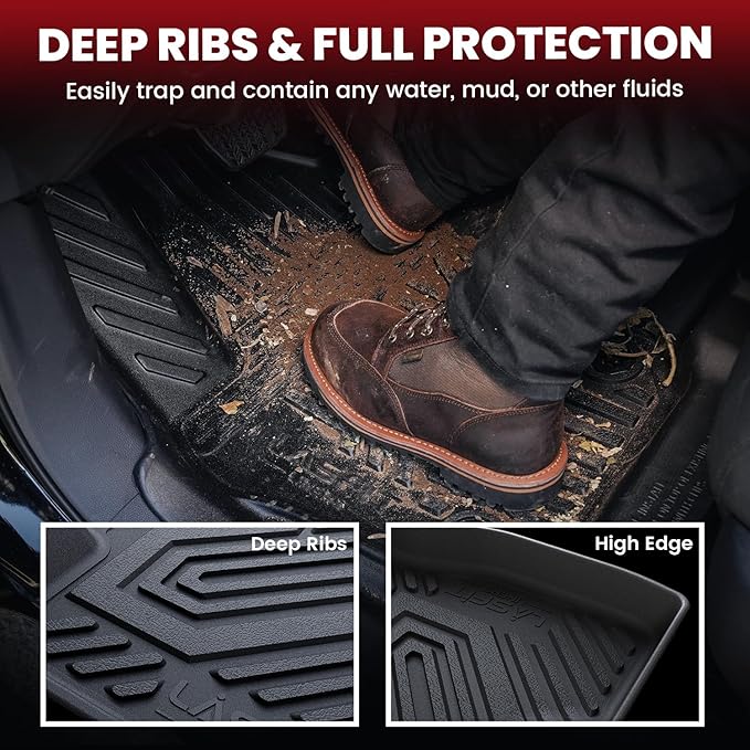 LASFIT Floor Mats & Trunk Mat for Mazda CX30 2020-2026 All Weather TPE Custom Fit 2026 2025 2024 2023 2022 2021 2020 Floor Liners Car Mats Accessories, 1st & 2nd Row & Cargo Mats, Black
