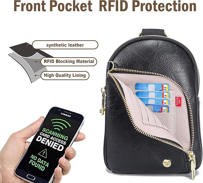 INICAT RFID Blocking Sling Bag, Anti Theft Crossbody Bag for Women Compact Travel Purses Vegan Leather