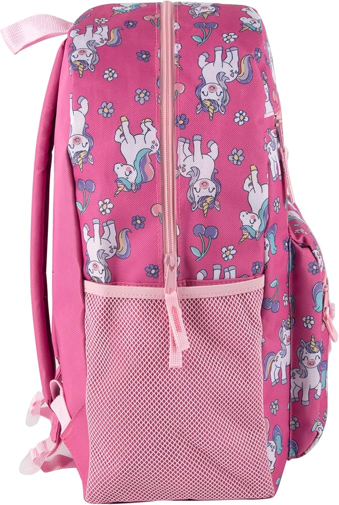 Trail maker 17” Kids Character School Backpacks Plush for Girls with Side Pockets, Padded Straps
