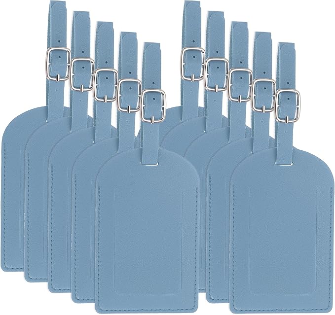 PATIKIL Leather Luggage Tag, 30 Pcs Luggage Tags Pu Bag Tags for Suitcases Airplane Travel Essentials, Haze Blue