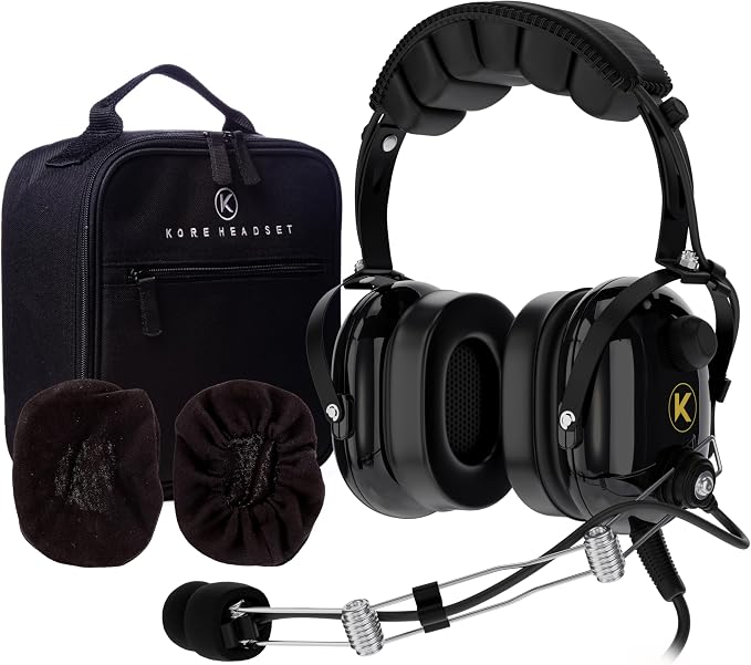 P1 General Aviation Headset with Pilot Headset Bag, and 100% Cotton Ear Cloth Cover