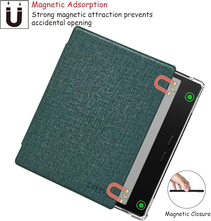 Transparent TPU Back Case for Onyx Boox Go Color 7 (Gen 1/2, 2024/2025) / Boox Go 7 Ultra-Thin Enhanced Auto Sleep/Wake Cover with Thickened Corners, Magnetic Closure (Sage Green)