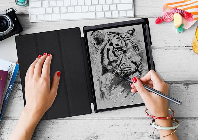 Protective Folio Case for 8.2'' iFLYTEK AINOTE Air 2, Ultra-Thin Lightweight Trifold Protective Cover with Built-in Pen Holder Auto Sleep/Wake for AINOTE Air2 Tablet (Cloth Black)