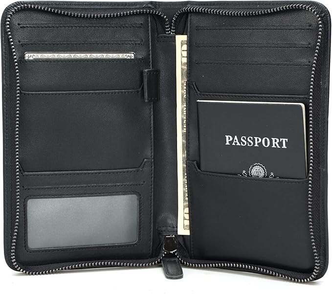 Polare Napa Leather Passport Holder Cover Case for Men RFID Blocking Travel Wallet Holds 4 Passports