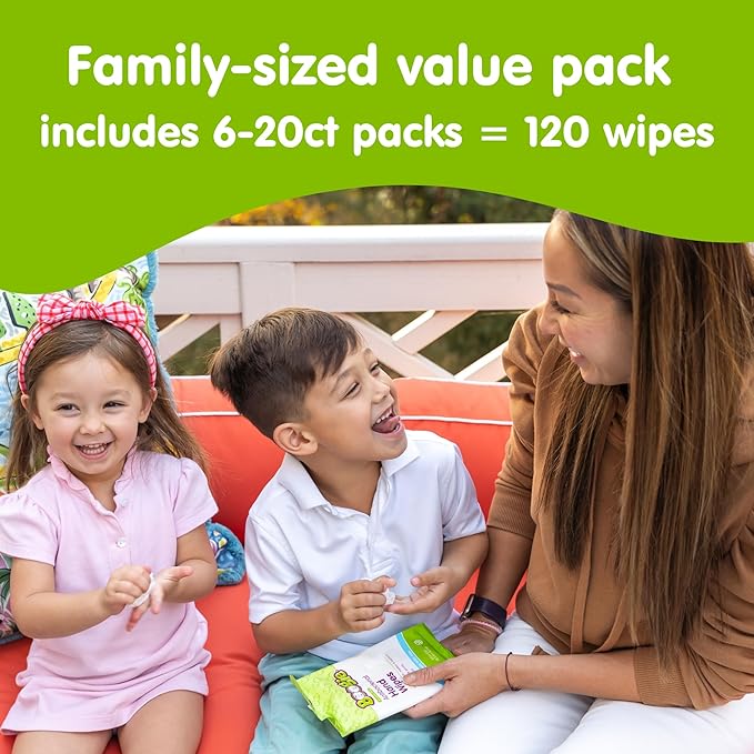 Boogie Antibacterial Hand Wipes - 120 Count - Hypoallergenic & Alcohol-Free - Travel and Diaper Bag Essential