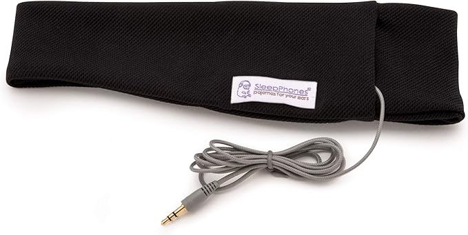SleepPhones AcousticSheep Classic | Corded Headphones for Sleep, Travel, and More | The Original and Most Comfortable Headphones for Sleeping | Pitch Black - Breeze Fabric (Size M)