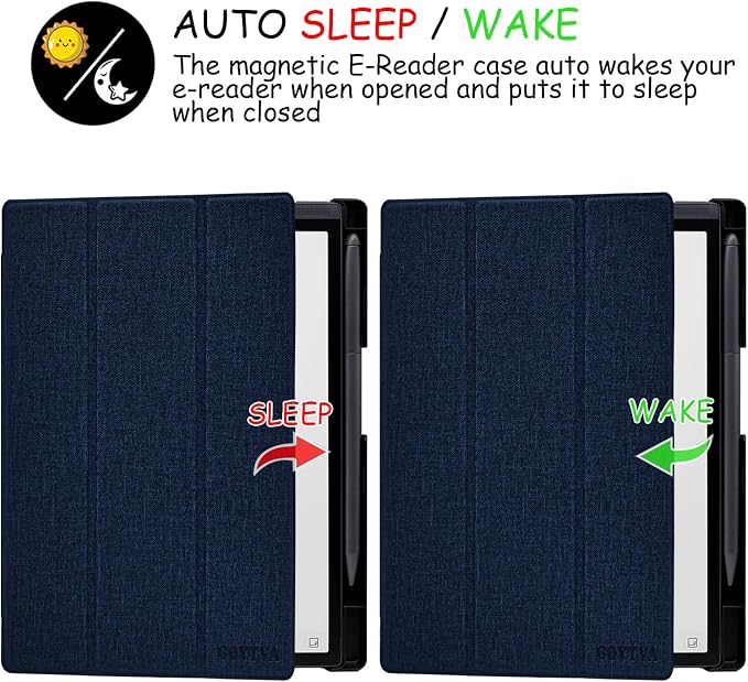 Protective Folio Case for 8.2'' iFLYTEK AINOTE Air 2, Ultra-Thin Lightweight Trifold Protective Cover with Built-in Pen Holder Auto Sleep/Wake for AINOTE Air2 Tablet (Cloth Bark Blue)