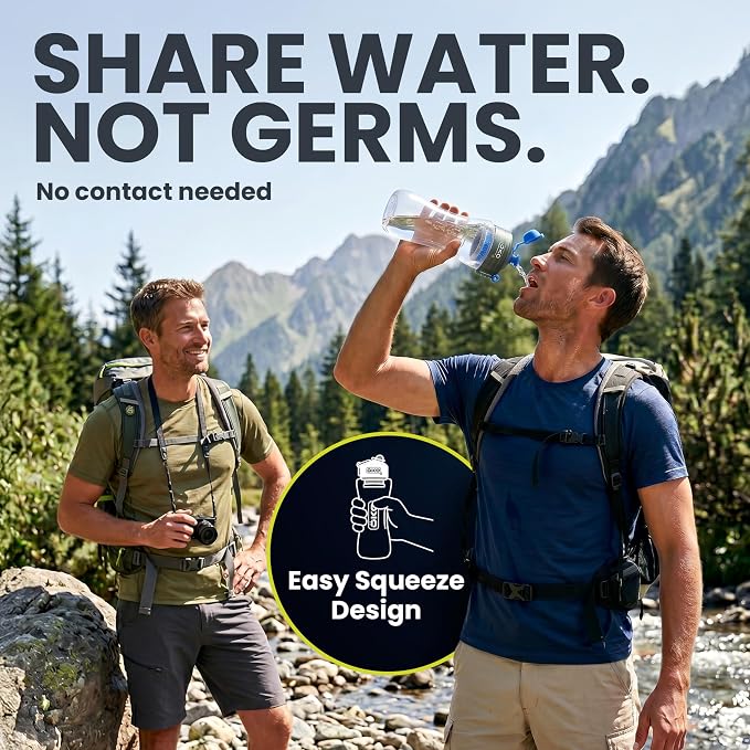 OKO H2O Purification Water Bottle with Advanced Filtration, Portable Water Filter Bottle for Travel, Hiking & On the Go, BPA-Free Reusable Bottle, Long Lasting 100 Gallon Filter, 33.8 Oz