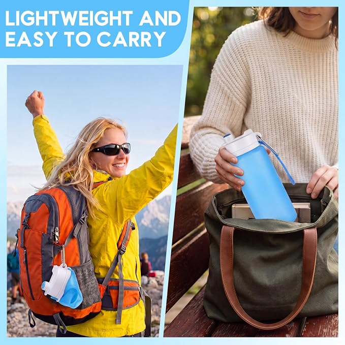 LemonRoad 2 Pcs 19 oz Silicone Collapsible Water Bottle Portable Foldable Water Bottle Leakproof with Carabiner Reusable Lightweight for Travel Sport Hiking Camping Cycling Office(Blue Green)