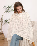 Nursing Cover for Baby Breastfeeding with Rigid Hoop, Breathable Soft 100% Muslin Cotton, Baby Breast Feeding & Pumping Apron (Beige Polka dots)