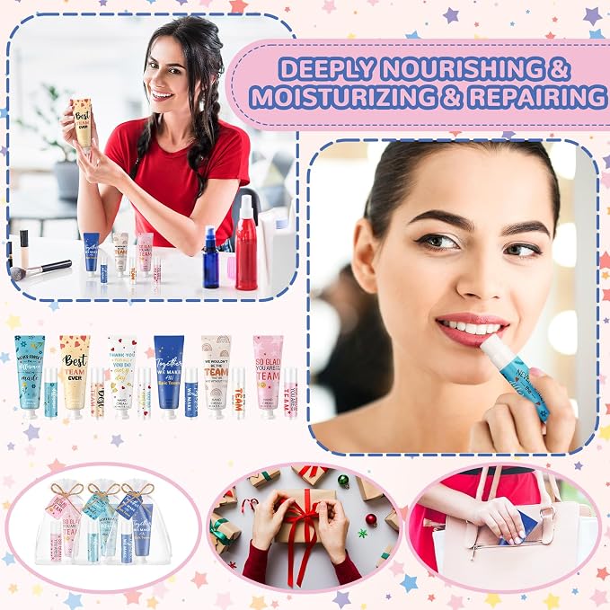 36set/144pcs Best Team Ever Gifts Team Appreciation Thank You Gifts for Coworkers Women Employee Appreciation Gift Party Favors Basket Stuffers Items Travel Hand Lotion and Lip Balm Set