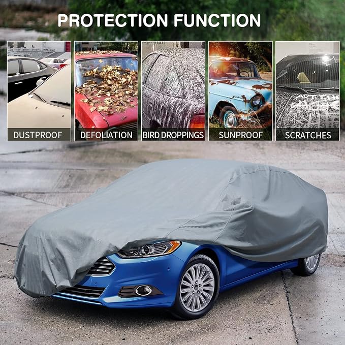 Leader Accessories Car Covers for Automobiles All-Weather Limited Waterproof, Breathable Full-Exterior Covers for Indoor and Outdoor Use, Fits Sedans 229"-265"