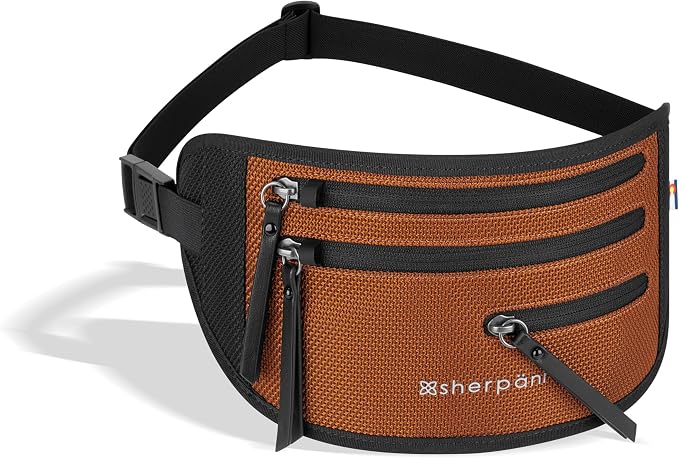 Sherpani Jett, Travel Money Belt, Secure Waist Bag, Slim Passport Holders, Blocking Hidden Wallet Belt Bag, Fanny Pack for Women, Travel Gift, RFID Protection (Morocco)