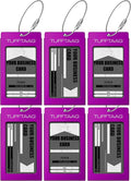 Luggage Tags Business Card Holder by TUFFTAAG - Durable Travel ID Bag Tag, Purple, 6 Tags