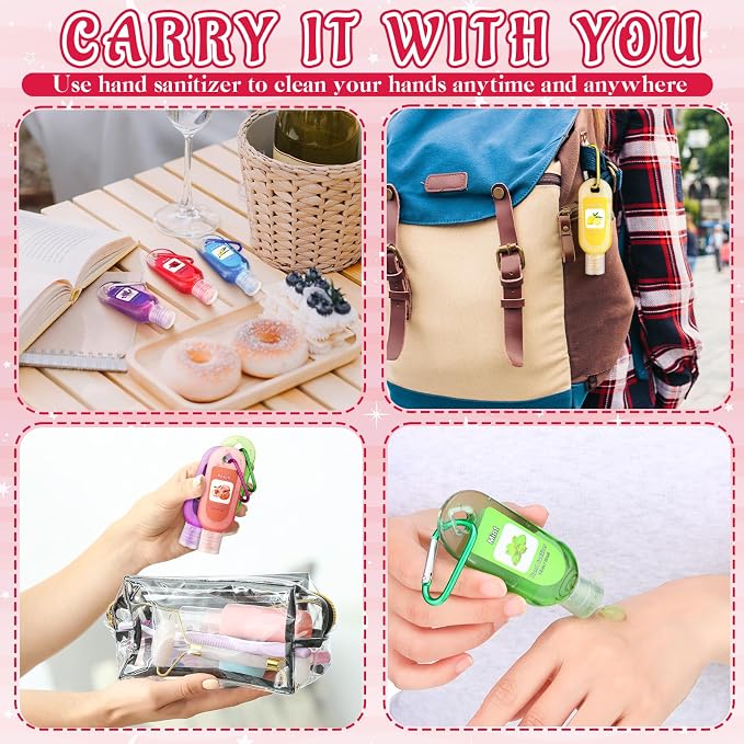 24 Pcs Scented Hand Sanitizer Keychain Gift Mini Lavender Hand Sanitizer Gel Keychain Bulk 1 oz Graduation Party Favor for Nurse Teacher Women Coworker Party Supplies