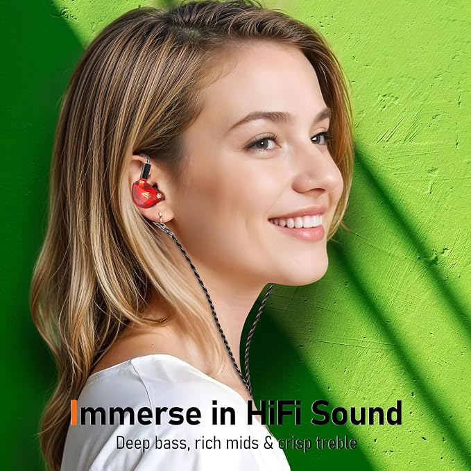 Vibes 202 Wired Earbuds - HiFi in Ear Monitor Headphones – Professional Noise Isolating Ear Buds - Clear Sound, Deep Bass & Comfort-Fit IEM Earphones - MMCX to 3.5mm, Silver Plated Cord, Carrying Case