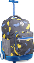 J World Sunrise Kids Rolling Backpack for Boys Girls. Roller Bookbag With Wheels For School, Liteboard