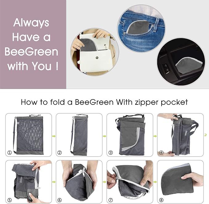 BeeGreen Mesh Drawstring Bag Swim Backpack for Beach Pool Sports Gym Draw String Cinch Bags for Swimming Soccer Basketball Gear Grey