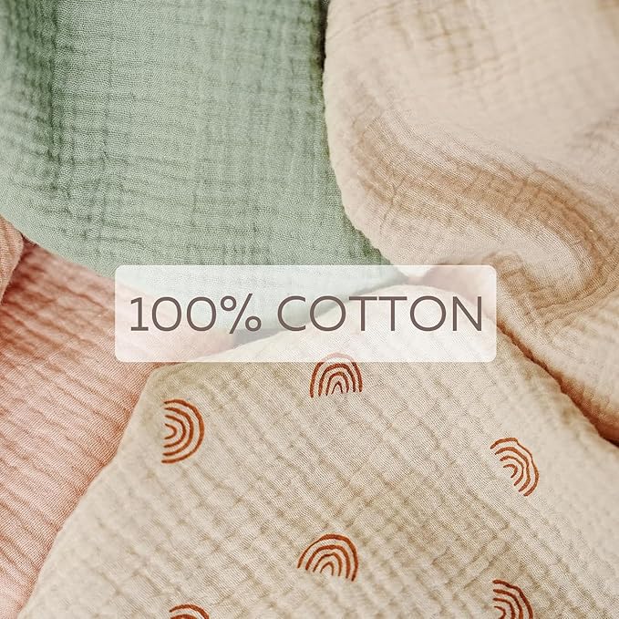 MairMore Muslin Nursing Covers for Breastfeeding, Privacy Breast Feeding Cover with Arch Neckline for Mom and Baby, Breathable 100% Cotton Nursing Apron Multi-use Stroller Cover