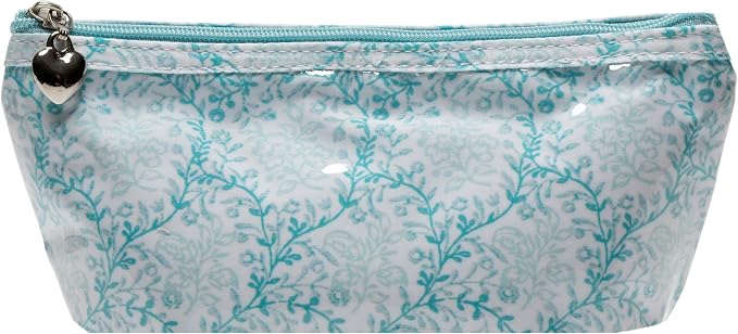 Jacaranda Living Extra Small Cosmetic Bag - Water-Resistant, PVC-Lined - Aqua Trellis