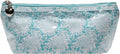 Jacaranda Living Extra Small Cosmetic Bag - Water-Resistant, PVC-Lined - Aqua Trellis