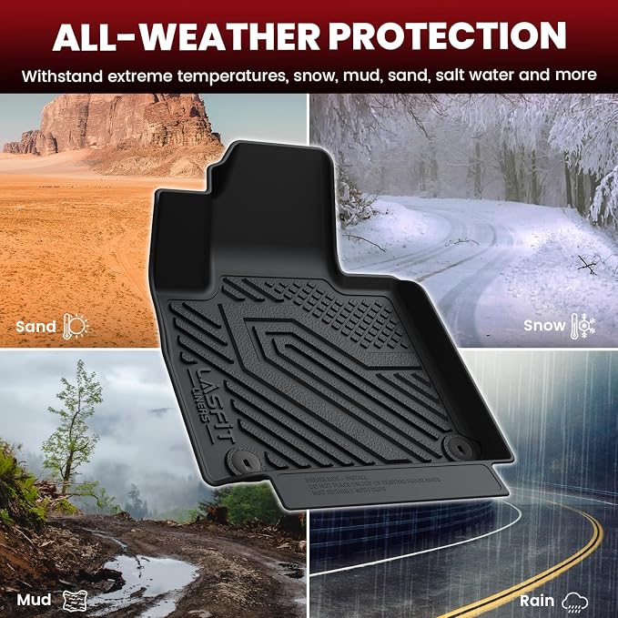 LASFIT Floor Mats & Cargo Mats Fits for Hyundai Santa Fe 2020 2019 (Not fit 2019 Santa Fe XL) All Weather TPE Custom Fit Floor Liners Car Mats & Trunk Mats Accessories, Black