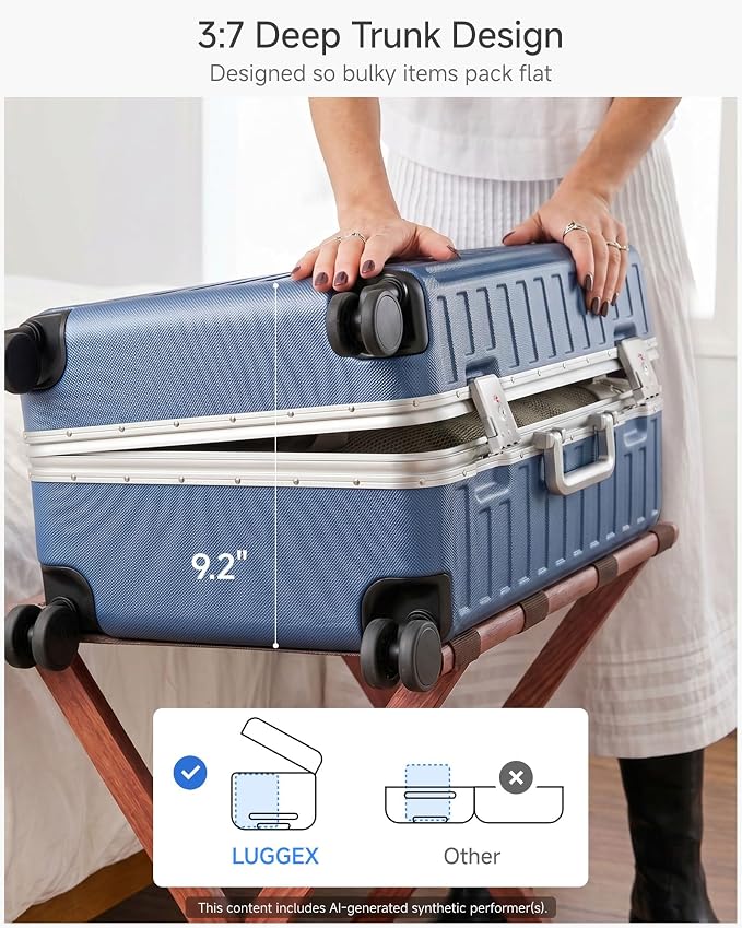 LUGGEX Luggage Sets with Spinner Wheels, 8010S Aluminum Frame Zipperless Polycarbonate Hard Shell Suitcase Sets (ZX-Core, Charcoal Metallic, 3 Piece (20/24/28))