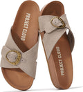 Project Cloud Womens Sandals - Adjustable Buckle Sandals for Women 2026 with Plush Insole - Lightweight & Non Slip Slides for Women Footwear