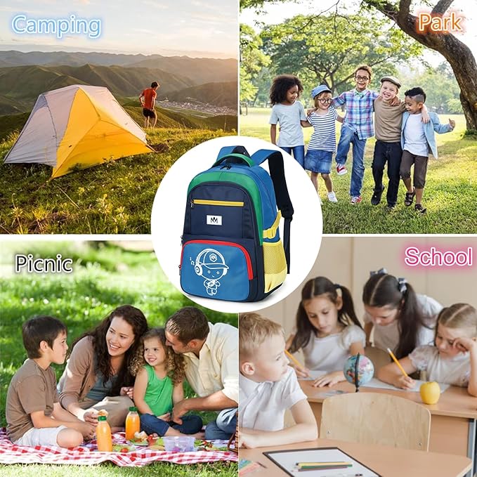 Bluboon Kids Backpack Boys Camo Bookbag Teens Elementary School Bag Daypack Travel Back Pack Middle school (Yellow green with blue background)