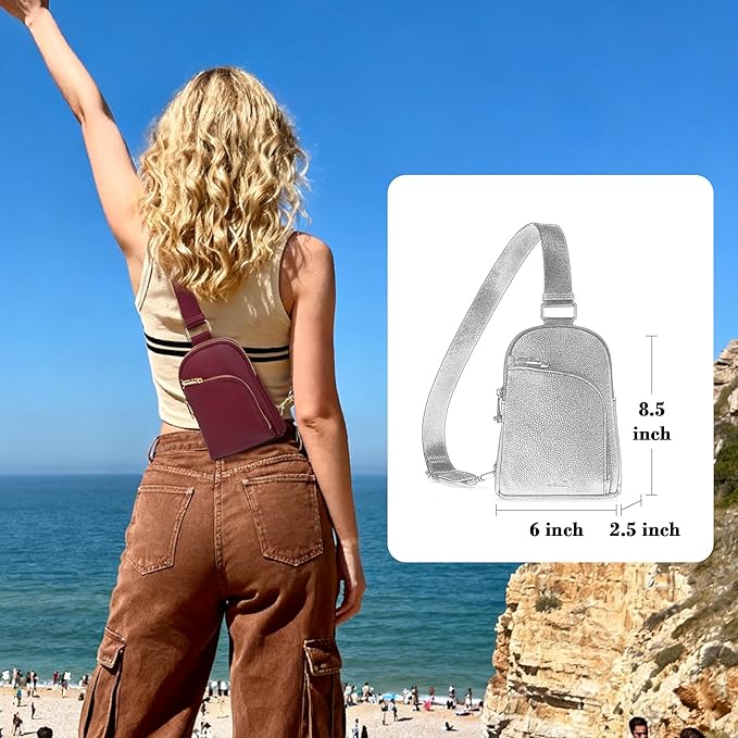INICAT RFID Blocking Sling Bag, Anti Theft Crossbody Bag for Women Compact Travel Purses Vegan Leather