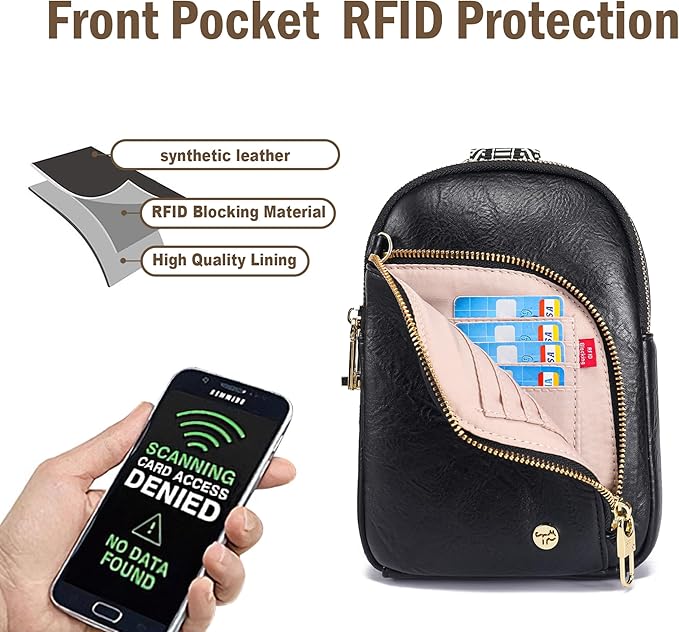 INICAT RFID Blocking Sling Bag, Anti Theft Crossbody Bag for Women Compact Travel Purses Vegan Leather