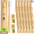 50 Pack Bamboo Toothbrushes Kit, Disposable Travel Toothbrushes with Toothpaste (6g), Individually Wrapped Guest Dental Kit for Hotel Amenities, Airbnb Hosts, Travel & Camping