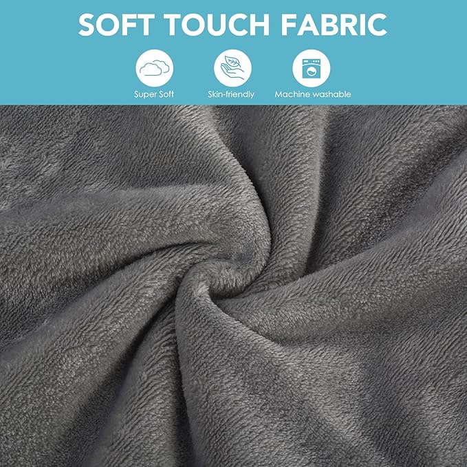 SINLAND Travel Pillow and Blanket 2-in-1 Set,Airplane Packable Bag,Soft and Lightweight Plane Flight Car Trips Travel Essentials Gift,Hand Luggage Sleeve and Backpack Clip,60x52 Inch Grey