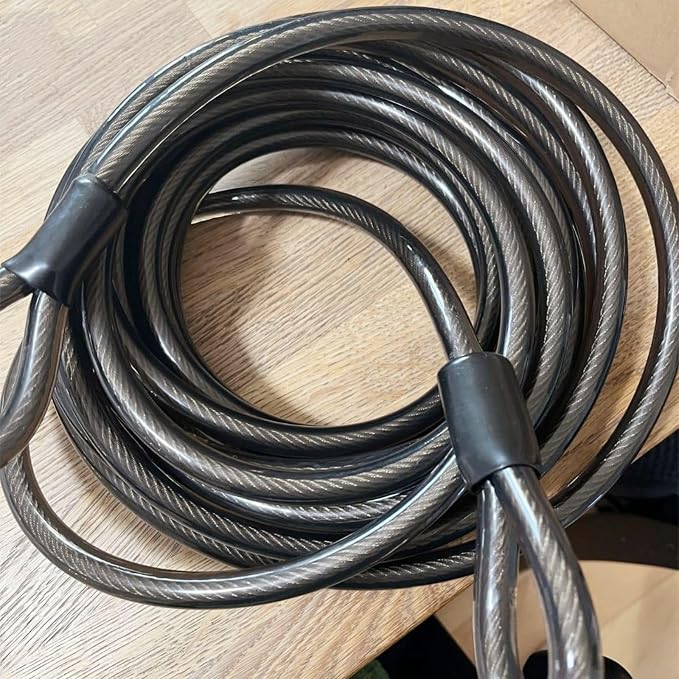 DELSWIN Heavy Duty Security Cable with Loops - 30FT Long Bike Lock Cable, 3/8 Inch (10mm) Thick Cut-Resistant Braided Steel Cables, Vinyl Coated for Bicycle, Boat, Kayak, Generator, Outdoor Patio Set