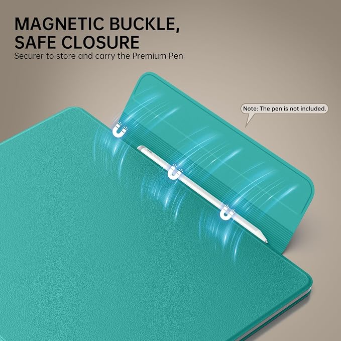 MoKo Magnetic Case for All-New 11" Kindle Scribe 2025(3rd Generation) & Kindle Scribe Colorsoft 2025(1st Generation) - Slim Folio Premium PU Leather Cover with Pen Clasp & Auto Sleep Wake, Jade Green