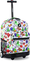 J World Sunrise Kids Rolling Backpack for Girls Boys. Roller Bookbag With Wheels For School, Street Art