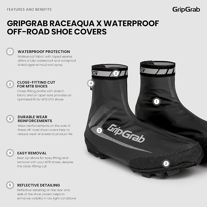 GripGrab RaceAqua X Waterproof Windproof MTB CX Gravel Overshoes Aero Cycling Mountain Bike Cyclocross Rain Shoe Covers