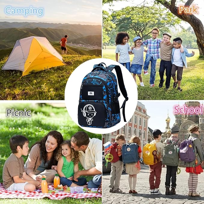 Bluboon Kids Backpack Boys Camo Bookbag Teens Elementary School Bag Daypack Travel Back Pack Middle school (Camo-boy)